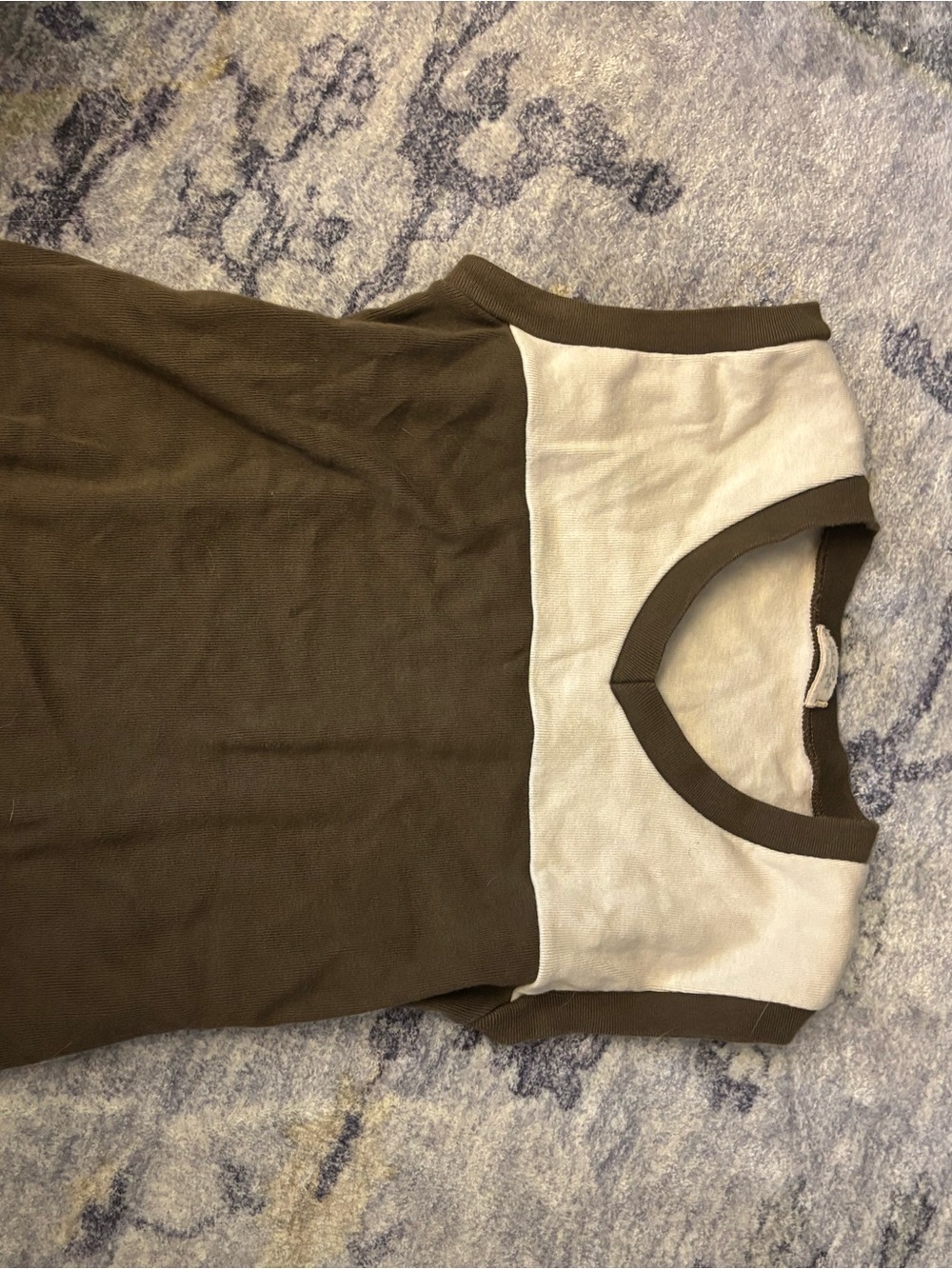 Brandy Melville Brown and Cream Colorblock Sleeveless Knit Tank